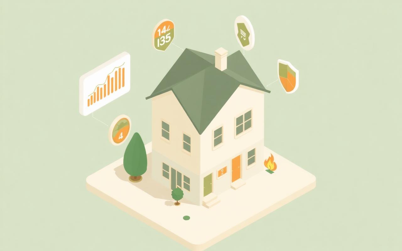 Illustration of a home with property resilience data